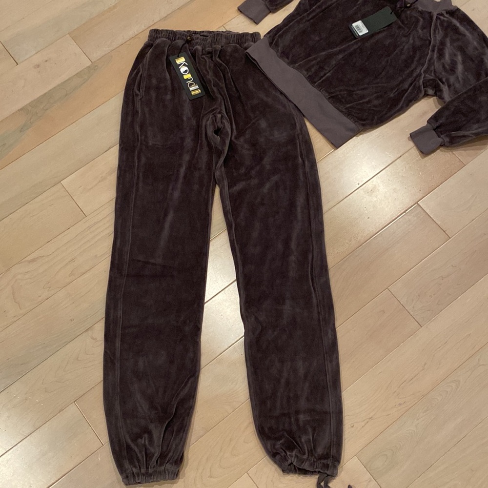 Suzie Kondi Grey soft stretch cotton velour unisex track pants